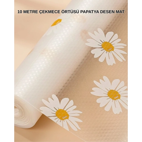 BFS 10 Metre Papatya Desenli Dolap İçi Kaymaz Koruyucu Mat