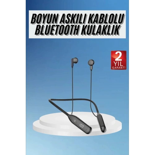 BFS 100 Saat Kablolu Boyun Askılı Dijital Göstergeli Bluetooth Kulaklığı