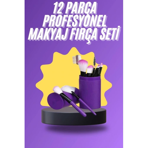 BFS 12 Parça Makyaj Fırça Seti Profesyonel Fondöten Allık Far Kontür Fırçası