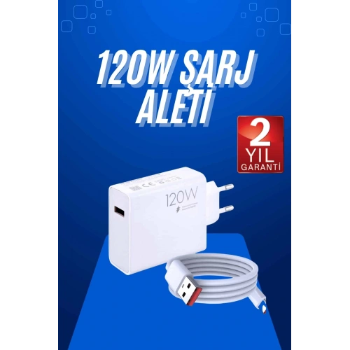 BFS 120 Watt Turbo Hızlı Şarj Aleti Seti Hızlı Şarj Adaptörü Beyaz