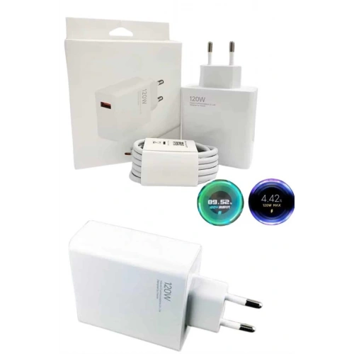 BFS 120 Watt Turbo Hızlı Şarj Aleti Seti Hızlı Şarj Adaptörü Beyaz