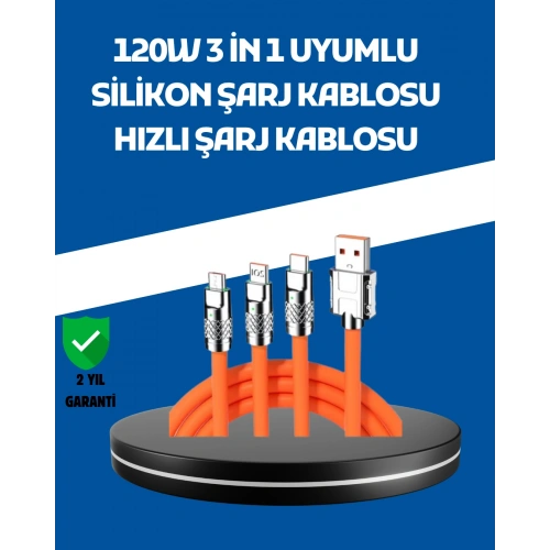 BFS 120W Şarj Destekli 3’ü 1 Arada Çoklu Şarj Kablosu – 1.2 Metre