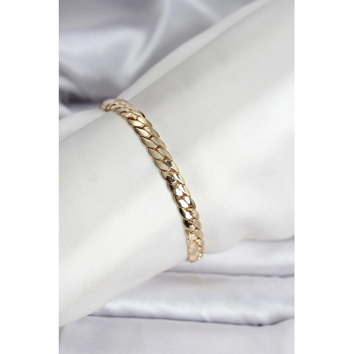 BFS 14K Gold Renk Kaplama Ezme Zincir Model Kadın Bileklik