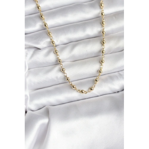 BFS 14K Gold Renk Kaplama Topçuklu Zincir Model CM Kadın Kolye