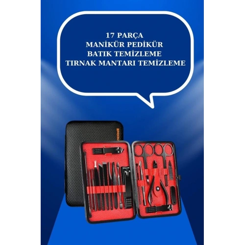 BFS 17 Parça El Ayak Bakım Seti Tırnak Temizleme Manikür Pedikür Cımbız Törpü Tırnak Makası