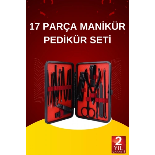 BFS 17 Parça El Ayak Bakım Seti Tırnak Temizleme Manikür Pedikür Cımbız Törpü Tırnak Makası