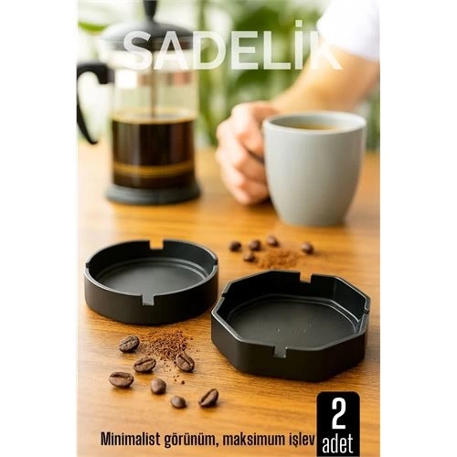 BFS 2 li Karbon Plastik Küllük Seti - Masaüstü Küllük Kaymaz, Hafif ve Şık Tasarım