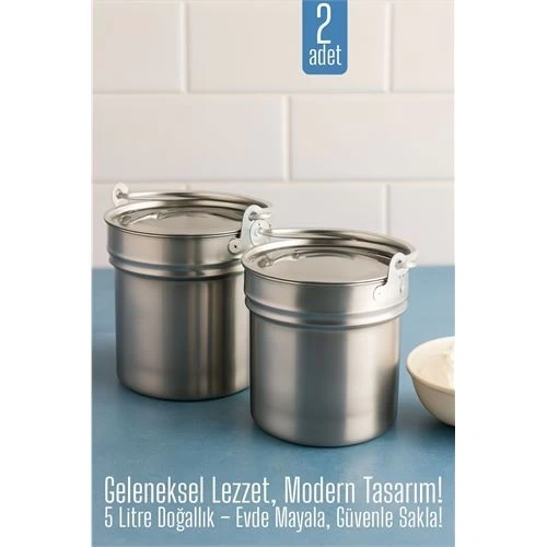 BFS  2 li Yoğurt Bakracı – Paslanmaz Çelik 5 Litre |  Kapaklı, Hijyenik ve Dayanıklı