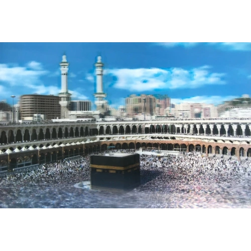 BFS 3 Boyutlu Resim  Ekstra Çözünürlüğe Sahip Kabe Resmi Mekke Tablosu 40x60 Cm