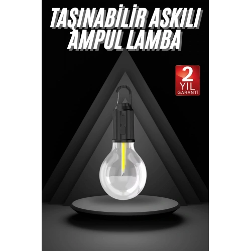 BFS 3 Farklı Mod LEDli Şarjlı Asma Kancalı Kamp Lambası Taşınabilir Ampul