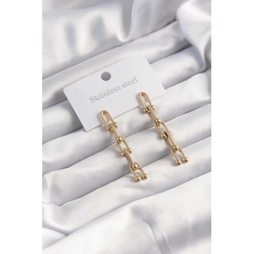 BFS 316L Çelik Altın Renk Sallantılı Model Küpe