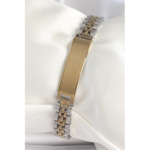 BFS 316L Çelik Gold Gümüş Renk Kalın Zincir Künye Model Erkek Bileklik