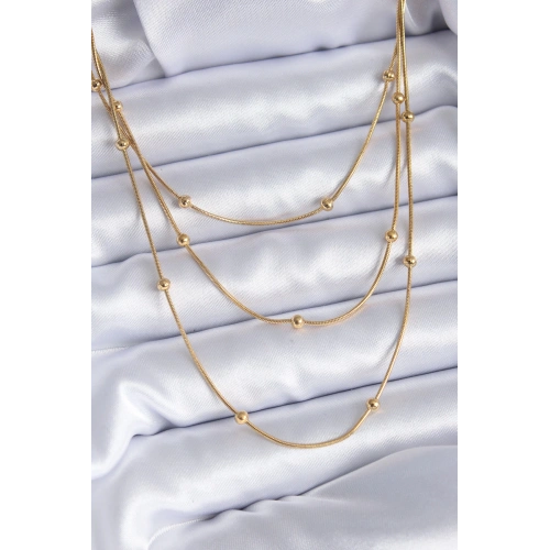 BFS 316L Çelik Gold Renk 3lü Minimal Toplu Kadın Kolye
