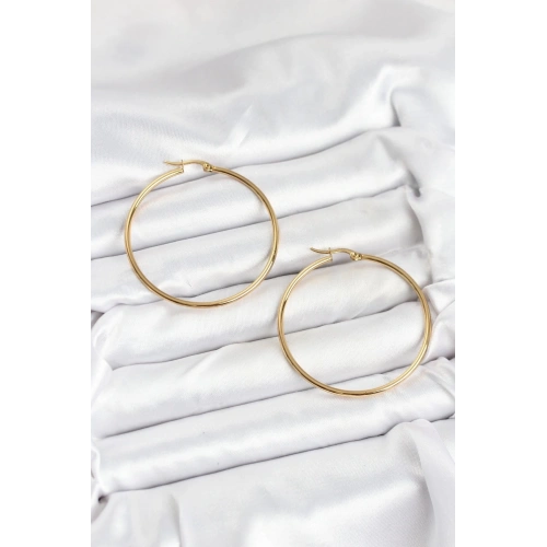 BFS 316L Çelik Gold Renk 45 mm Halka Kadın Küpe