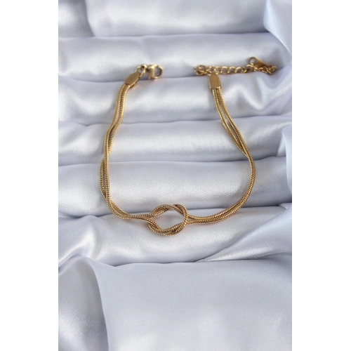 BFS 316L Çelik Gold Renk Düğüm Model Kadın Bileklik