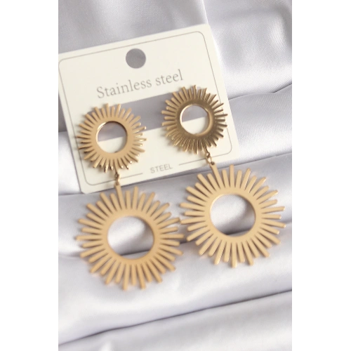 BFS 316L Çelik Gold Renk Güneş Model Kadın Küpe