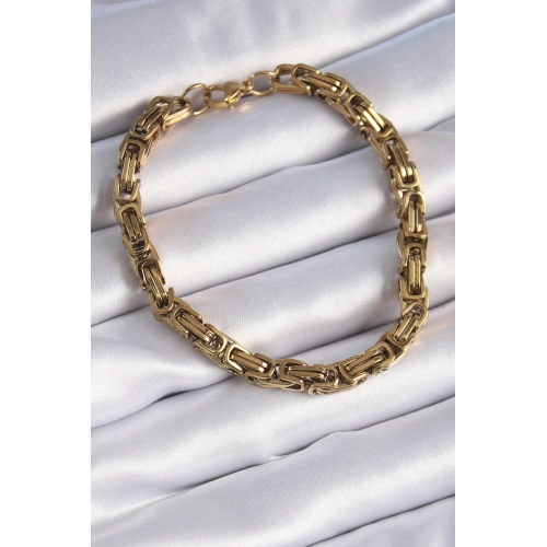 BFS 316L Çelik Gold Renk Kral Zincir Model Erkek Bileklik