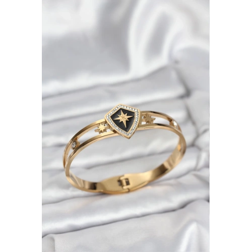 BFS 316L Çelik Gold Renk Kutup Yıldızı Kelepçe Bileklik