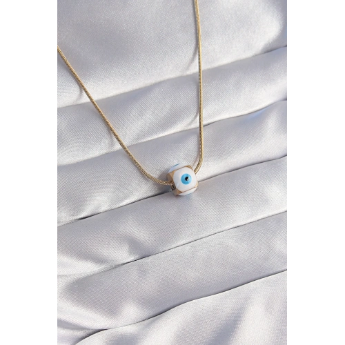 BFS 316L Çelik Gold Renk Mineli Nazar Model Kolye