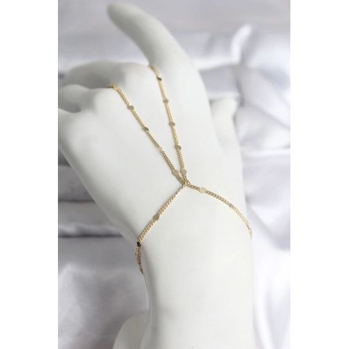 BFS 316L Çelik Gold Renk Parçalı Ezme Zincir Model Kadın Şahmeran