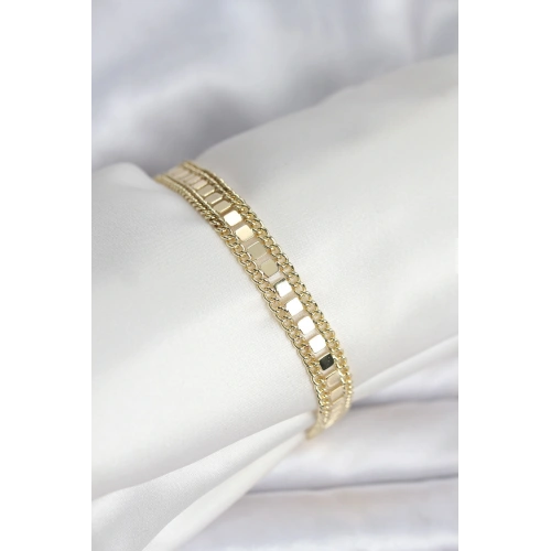 BFS 316L Çelik Gold Renk Pullu Zincir Model Kadın Bileklik