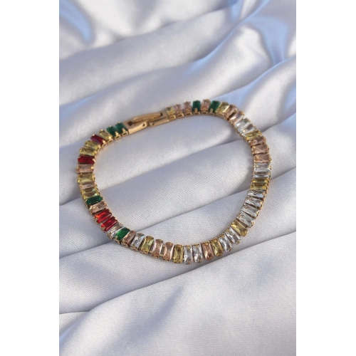 BFS 316L Çelik Gold Renk Renkli Su Yolu Tasarımlı Bileklik