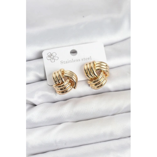 BFS 316L Çelik Gold Renk Sarmal Model Kadın Küpe