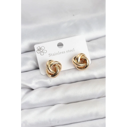 BFS 316L Çelik Gold Renk Sarmal Model Kadın Küpe