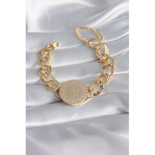 BFS 316L Çelik Gold Renk Tam Altın Model Samanyolu Kadın Bileklik