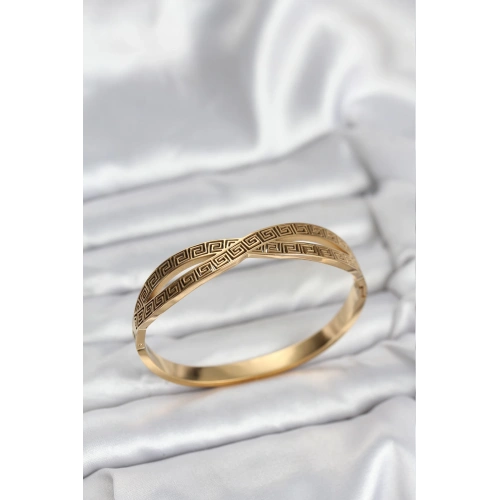 BFS 316L Çelik Gold Renk Vintage Kadın Kelepçe Bileklik