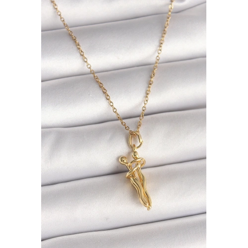 BFS 316L Çelik Gold Renk Zincir Sarılma Model Kadın Kolye