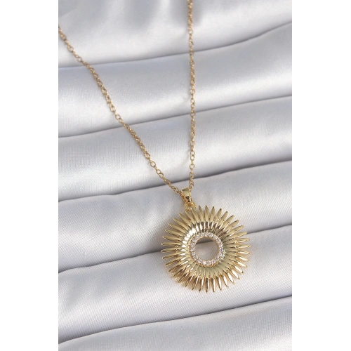 BFS 316L Çelik Gold Renk Zincir Zirkon Taşlı Nova Yıldız Model Kadın Kolye