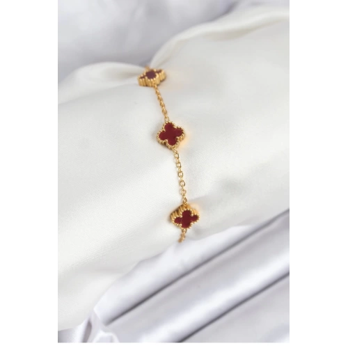 BFS 316L Çelik Gold Zincir Baby Boy Bordo Renk Bileklik