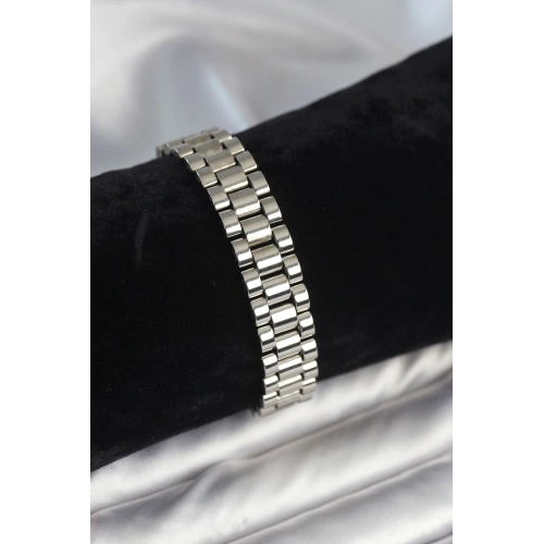 BFS 316L Çelik Gümüş Renk 12 mm Kalınlık Erkek Bileklik