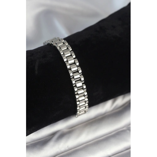 BFS 316L Çelik Gümüş Renk 9 mm Kalınlık Erkek Bileklik