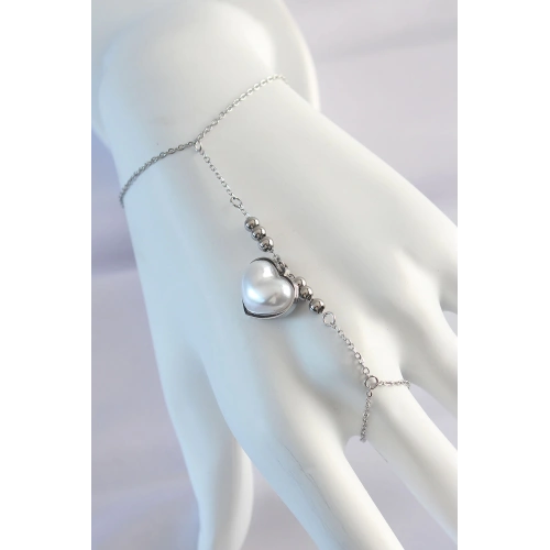 BFS 316L Çelik Gümüş Renk Beyaz Bubble Kalp Tasarımlı Şahmeran