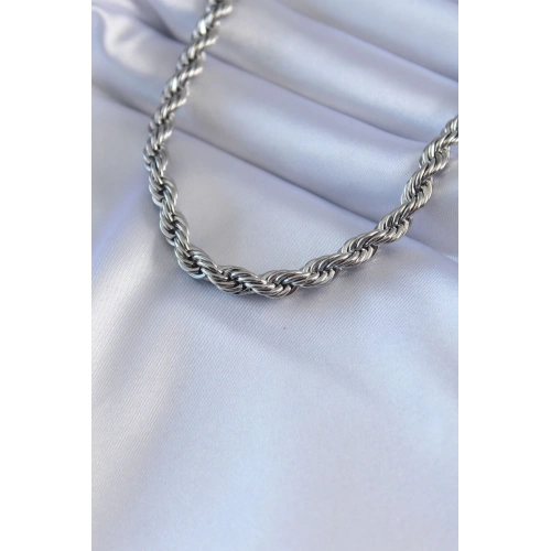 BFS 316L Çelik Gümüş Renk Burgu Model 45 cm Kadın Kolye