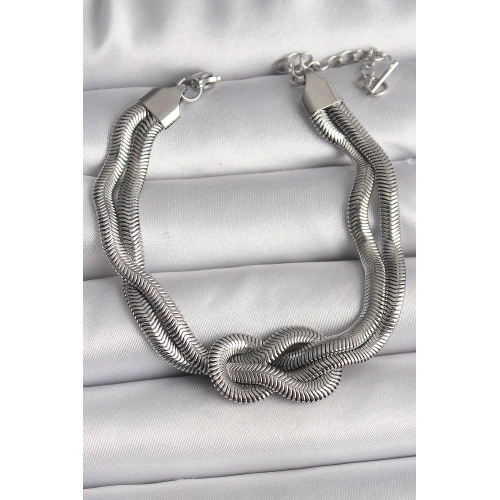 BFS 316L Çelik Gümüş Renk Düğüm Model Kadın Bileklik