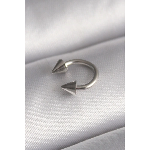 BFS 316L Çelik Gümüş Renk Halka Çivi Model Kadın Piercing