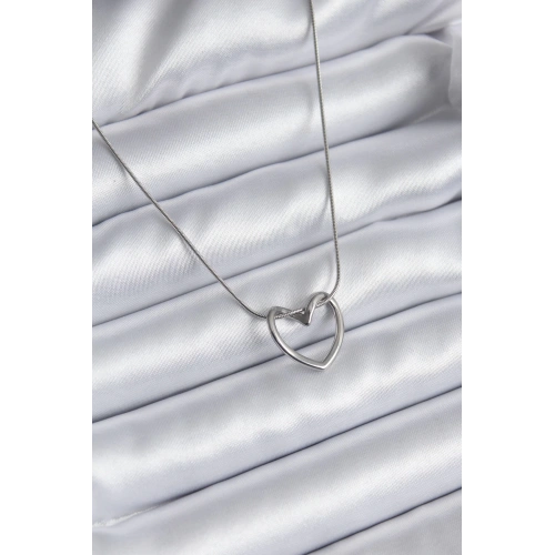 BFS 316L Çelik Gümüş Renk Kalp Model Kadın Kolye