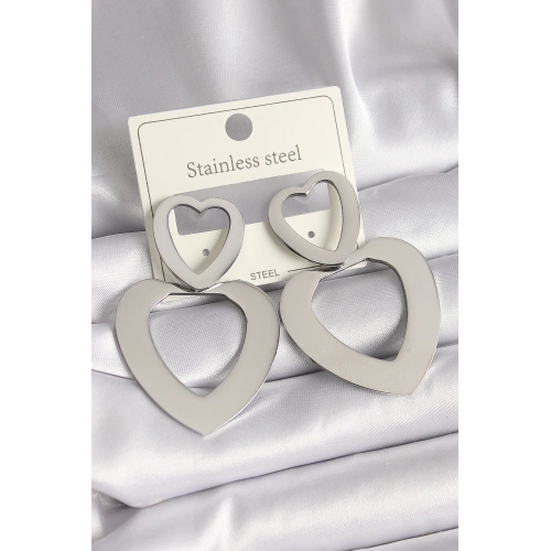 BFS 316L Çelik Gümüş Renk Kalp Model Kadın Küpe