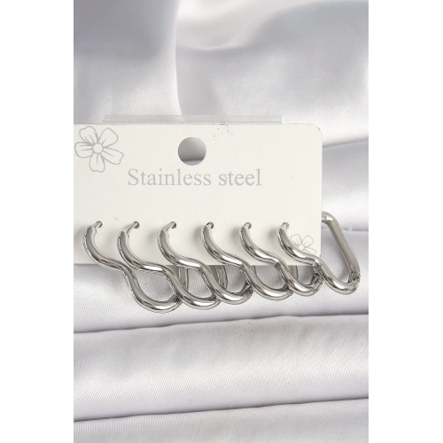 BFS 316L Çelik Gümüş Renk Kalp Model Kadın Küpe Seti