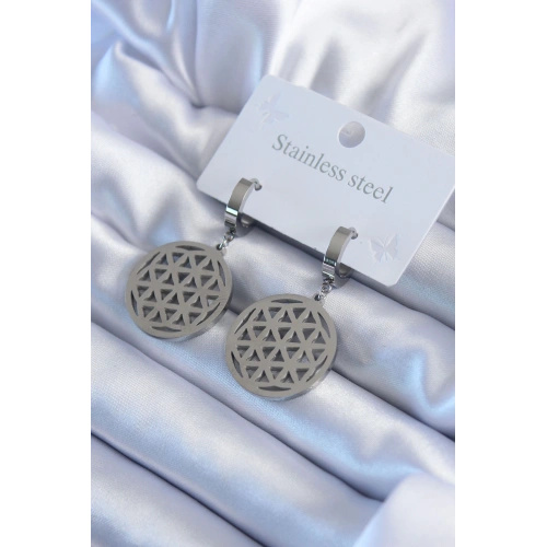 BFS 316L Çelik Gümüş Renk Lotus Model Kadın Küpe