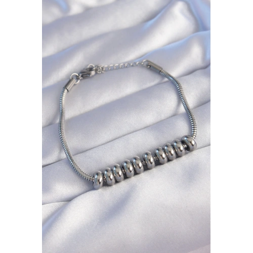 BFS 316L Çelik Gümüş Renk Oval Figürlü Bileklik