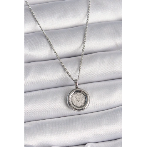 BFS 316L Çelik Gümüş Renk Zincir Gümüş Renk Altın Model Kadın Kolye