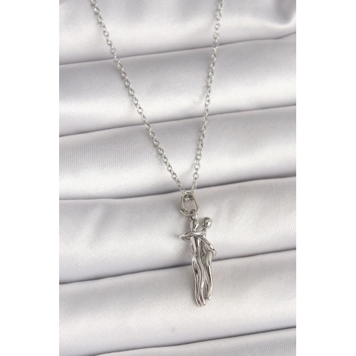 BFS 316L Çelik Gümüş Renk Zincir Sarılma Model Kadın Kolye