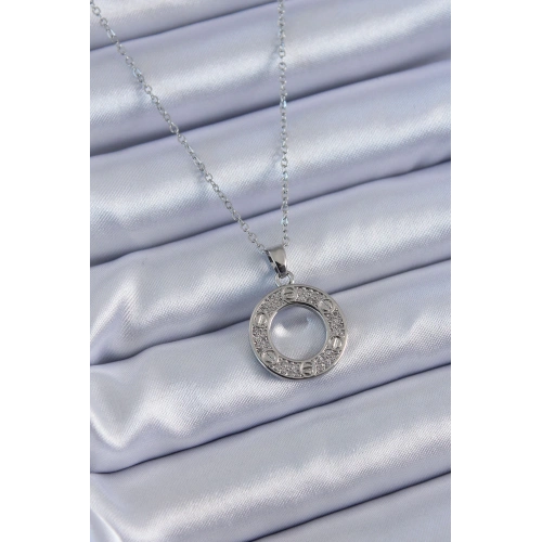 BFS 316L Çelik Gümüş Renk Zirkon Taşlı Model Kadın Kolye