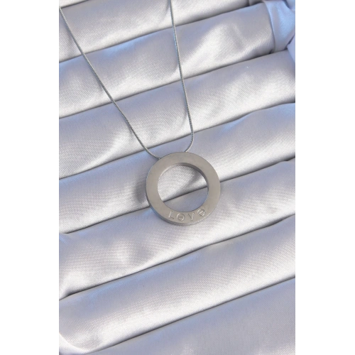 BFS 316L Çelik Gümüş Renk Zirkon Taşlı Model Kolye