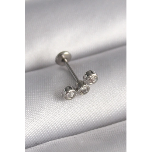 BFS 316L Çelik Gümüş Renk Zirkon Taşlı Tragus Piercing