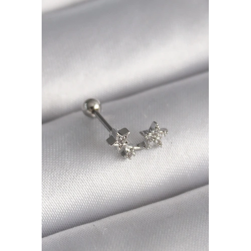 BFS 316L Çelik Gümüş Renk Zirkon Taşlı Yıldız Tragus Piercing